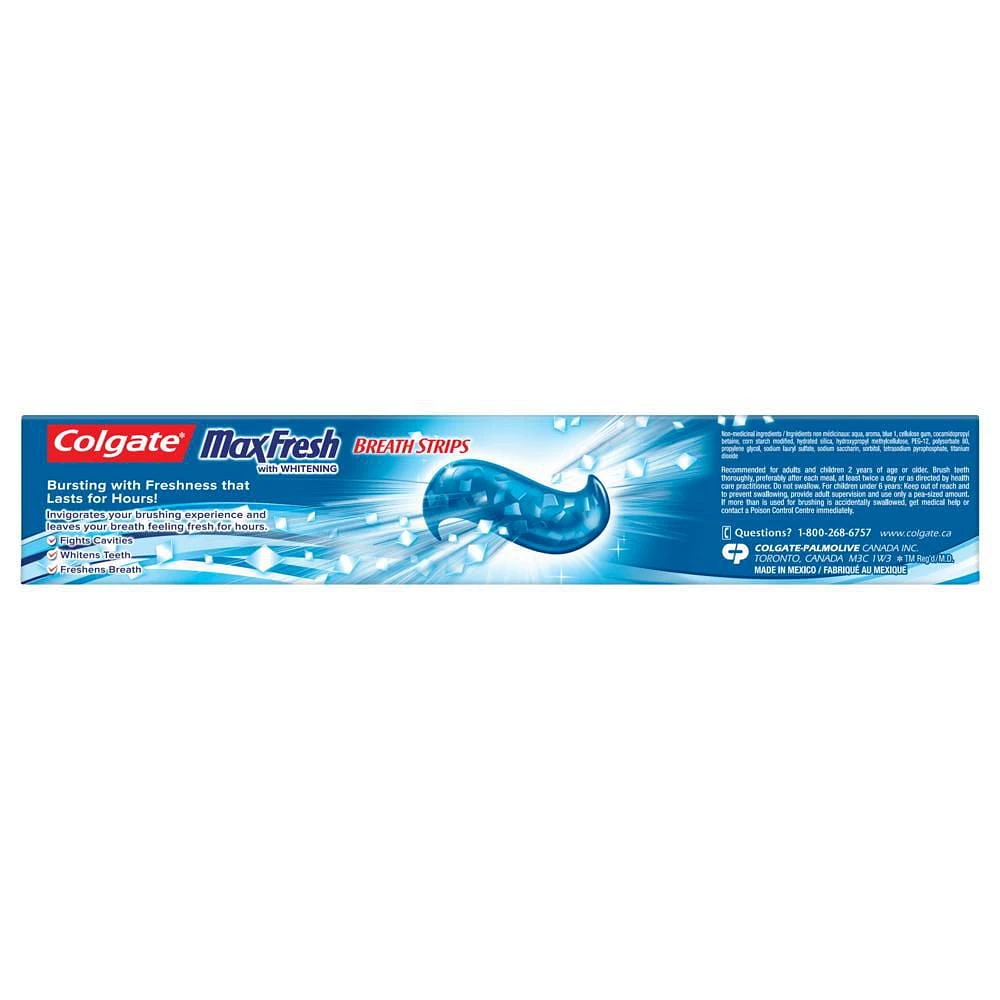 Colgate Max Fresh Toothpaste with Mini Breath Strips, Cool Mint, 3 X 150 mL