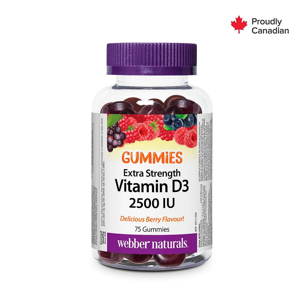 Webber Naturals® Vitamine D3 2 500 IU Extra-fort 75 gélifiés