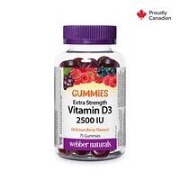Webber Naturals® Vitamine D3  2 500 IU Extra-fort 75 gélifiés