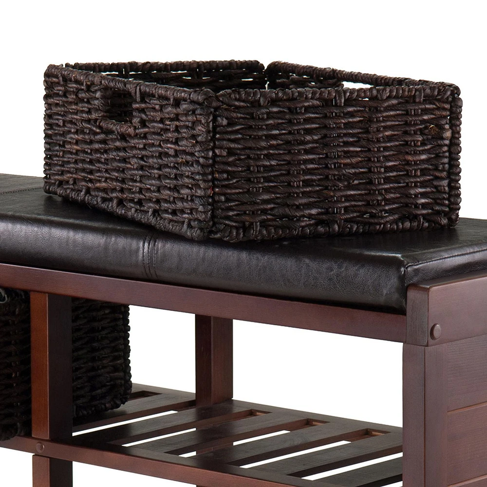 Winsome Colin Bench with Cushion Seat and Baskets - 40438