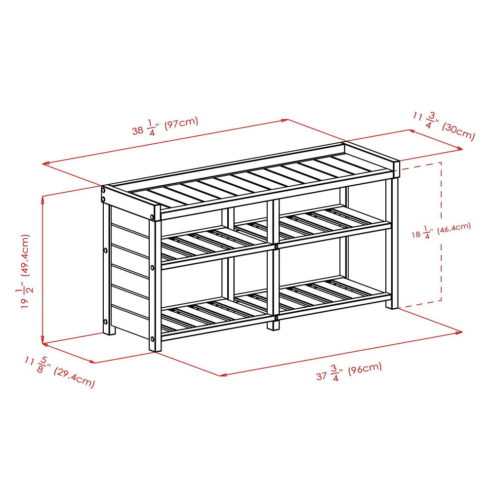 Winsome Colin Bench with Cushion Seat and Baskets - 40438