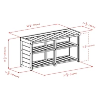 Winsome Colin Bench with Cushion Seat and Baskets - 40438