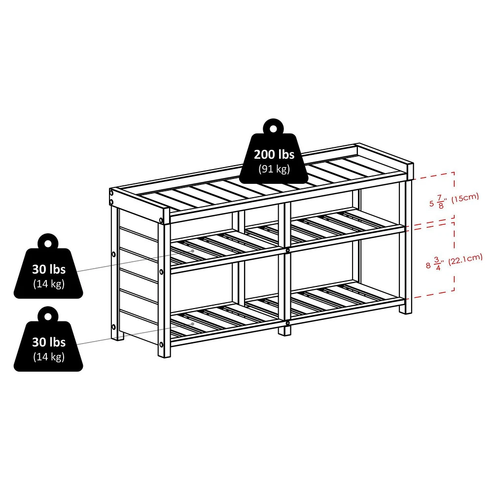 Winsome Colin Bench with Cushion Seat and Baskets - 40438