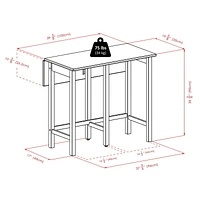 Lynnwood Drop Leaf Island Table with 2 Square Legs Stool Walnut