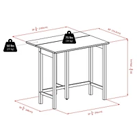 Lynnwood Drop Leaf Island Table with 2 Square Legs Stool Walnut