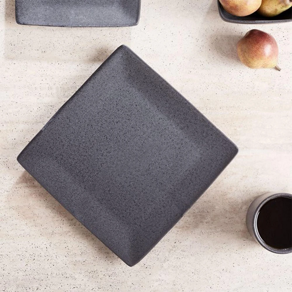 Better Homes & Gardens Anderson Dark Gray Square-Shaped Dinner Plate, DINNER PLATE