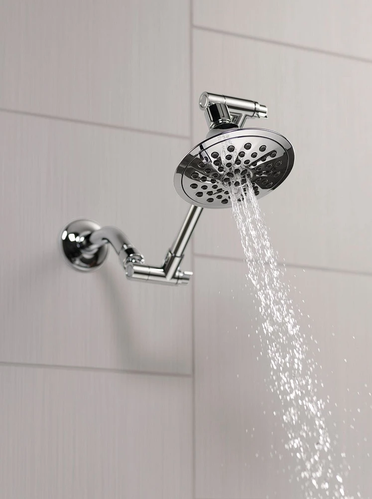 Peerless 3-Setting Shower Head with Adjustable Arm in Chrome, Touch-Clean® spray