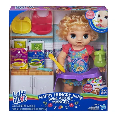 Baby Alive Happy Hungry Baby Blond Curly Hair-Bilingual