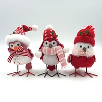 Holiday Time Bird with Hat Set of 3 - Red, Bird Ornament - Set of 3