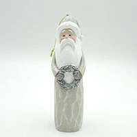 Holiday Time White and Grey Santa Ornament, Santa Ornament