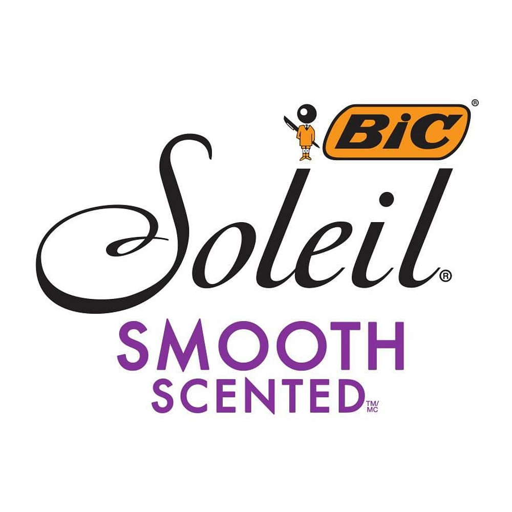Rasoir jetable pour femmes BIC Soleil Smooth Scented, 3 lames avec une bande hydratante pour un rasage délicat, assortiment, ensemble de 4 pièces de rasoirs. Paquet de 4