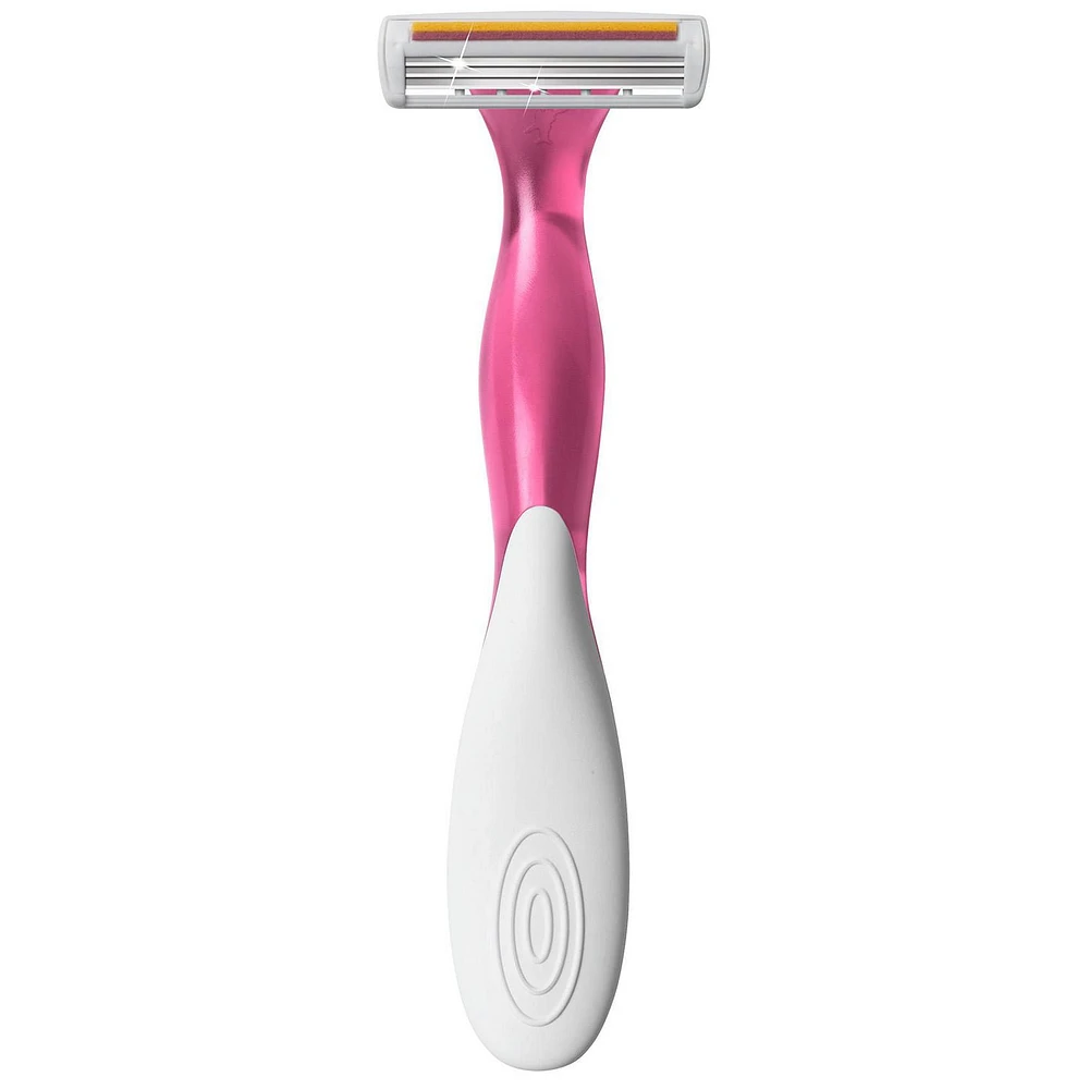 Rasoir jetable pour femmes BIC Soleil Smooth Scented, 3 lames avec une bande hydratante pour un rasage délicat, assortiment, ensemble de 4 pièces de rasoirs. Paquet de 4