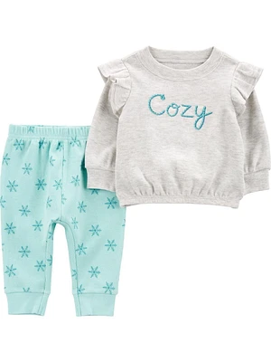 Carter's Child of Mine Baby Girls' Snowflake 2 Piece Set Sizes 0/3-24M, 0/3 - 24 Months