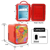 Coca-Cola 6 Can Portable Mini Cooler/Warmer, 4L Mini Fridge for Travel, Red