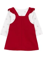 Carter's Child of Mine Baby Girls' Reindeer Jumper Dress Set Sizes Newborn-6/9M, Newborn - 6/9 Months