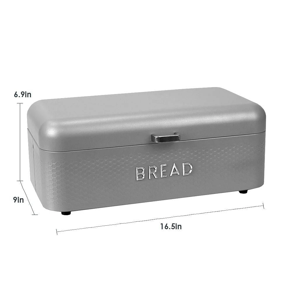 Soho Metal Bread Box, Grey