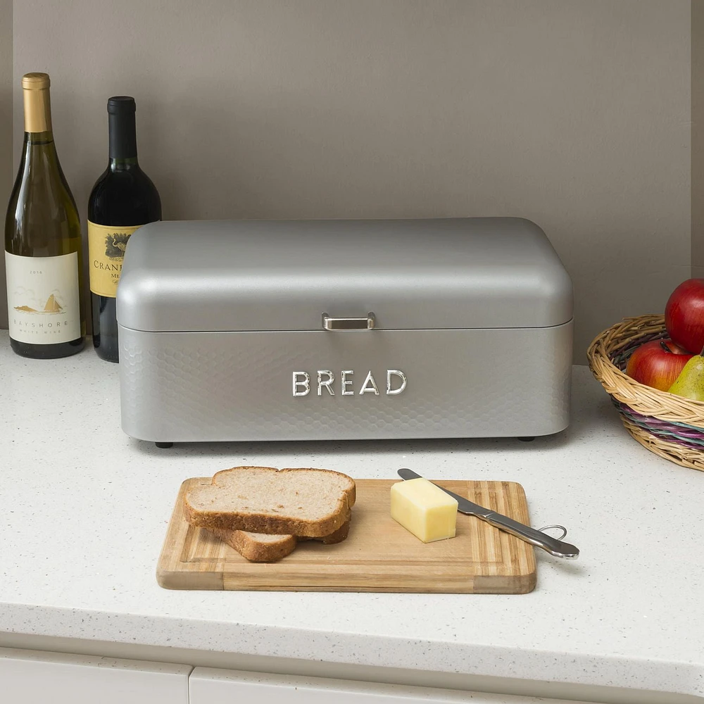 Soho Metal Bread Box, Grey