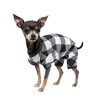 Vibrant Life Checkered Pet Holiday PJ for Pets -Dog and Cat Pajamas - Black & White