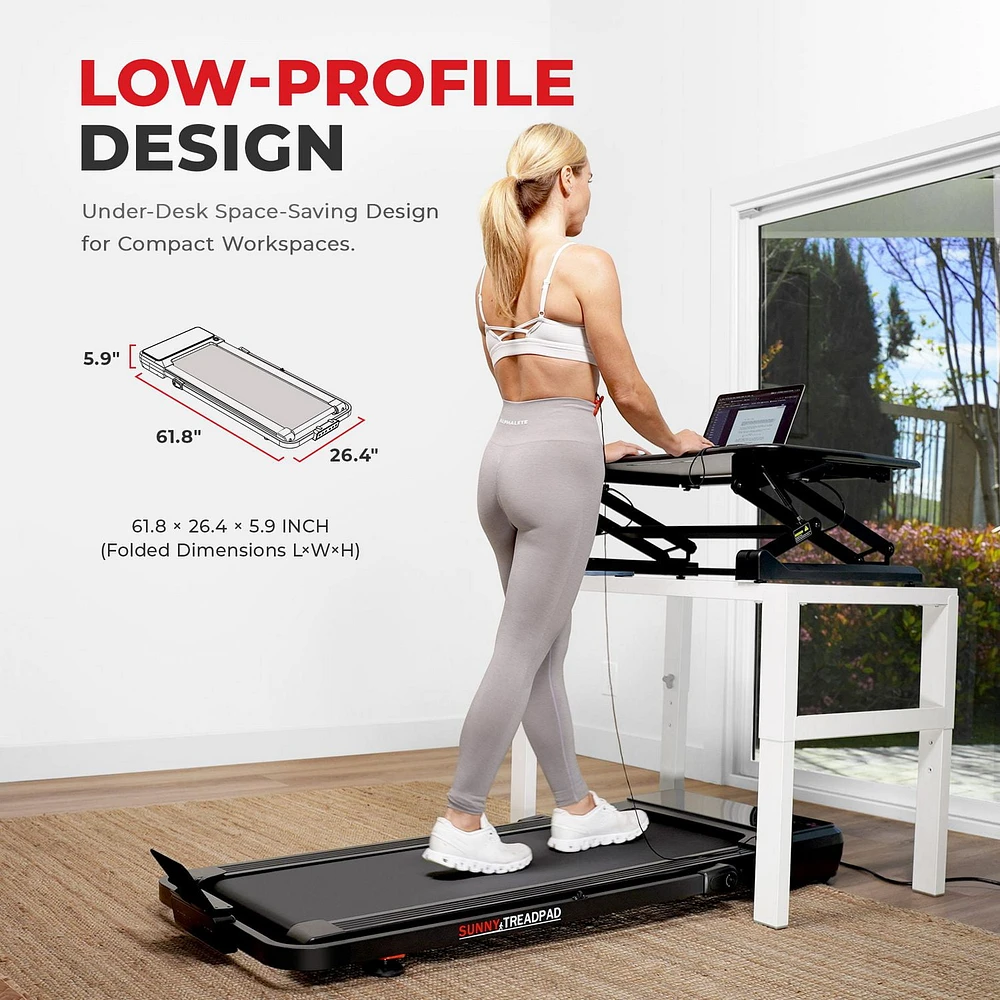 Sunny Health & Fitness Treadpad Pacer Dual Mode Walking/Running Treadmill with 6-Level Auto Incline, Remote Control & Exclusive SunnyFit App Enhanced Bluetooth Connectivity