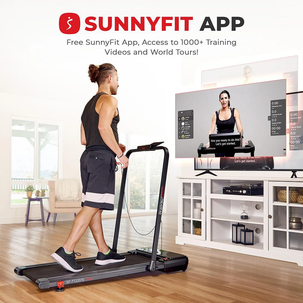 Sunny Health & Fitness Treadpad Pacer Dual Mode Walking/Running Treadmill with 6-Level Auto Incline, Remote Control & Exclusive SunnyFit App Enhanced Bluetooth Connectivity