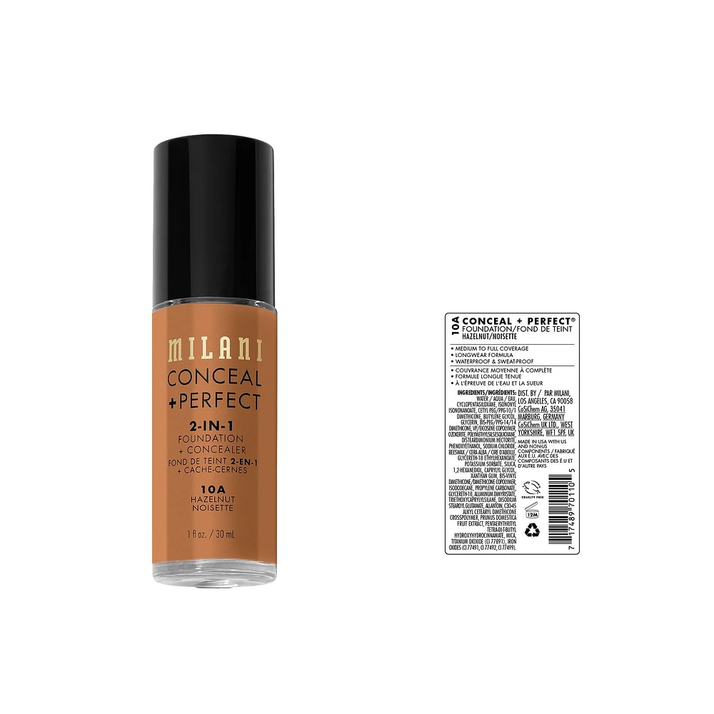 Milani Conceal+Perfect 2-in-1 Foundation and Concealer, Milani Conceal+Perfect 2-in-1