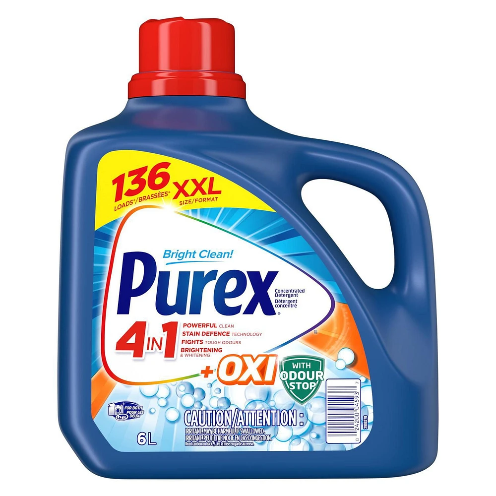 Purex Plus Oxi Liquid Laundry Detergent, 6L, 136 loads, 136 loads