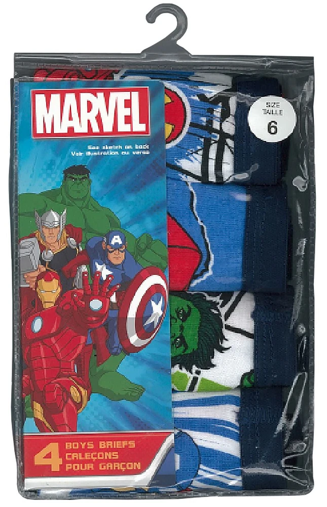 Paquet de 4 caleçons Marvel Avengers pour garçons Tailles 4-8