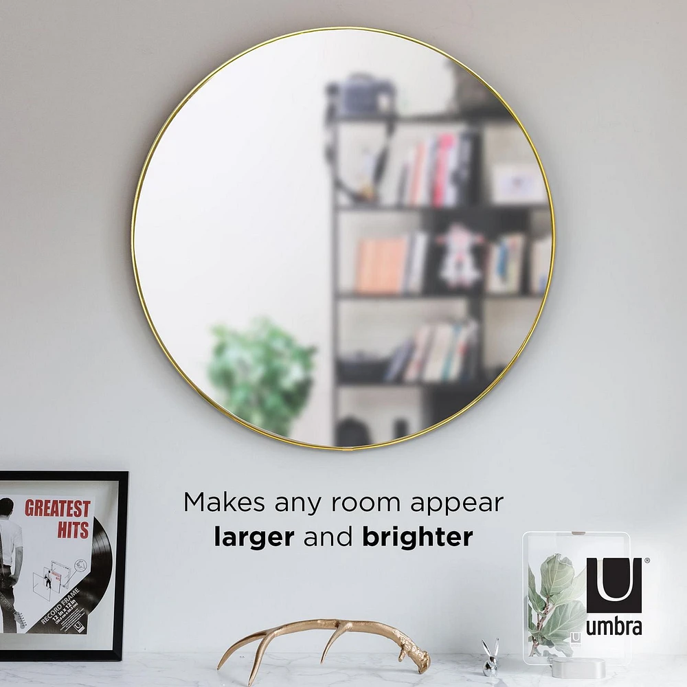 Umbra Hubba Round Metal Wall Mirror,Brass