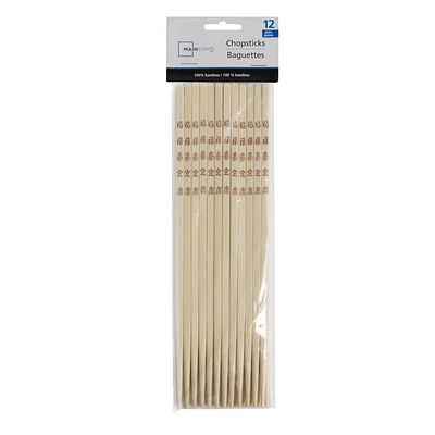 MS Bamboo Chopsticks, 12 pairs, 10.43 x 0.23 x 0.11inch, Chopsticks