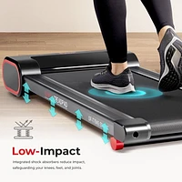 Sunny Health & Fitness Slim Under Desk Walking Running Treadpad with Remote Control, Improved Safety, Energy-Efficient Design, and SunnyFit® App Enhanced Bluetooth Connectivity