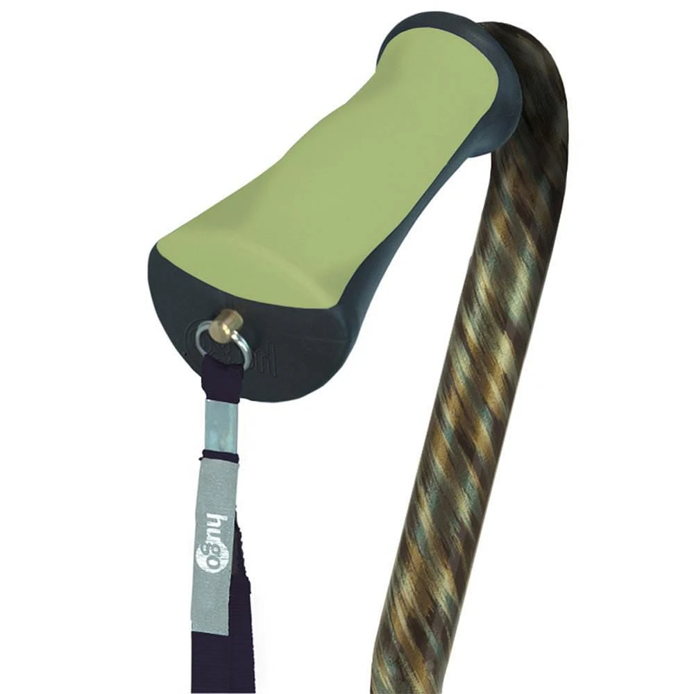 Hugo Adjustable Offset Handle Cane with Reflective Strap, Rainforest