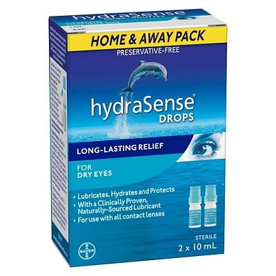 hydraSense Eye Drops, for Dry Eye, Preservative free, Twin Pack, 2 x 10mL