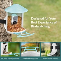 Bird Feeder with Camera, Netvue Birdfy Smart Bird Feeder with Free AI Identify for Bird Watching, Blue (Birdfy+Solar)