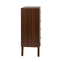 Prepac Milo Mid Century Modern 4-Drawer Chest, Cherry