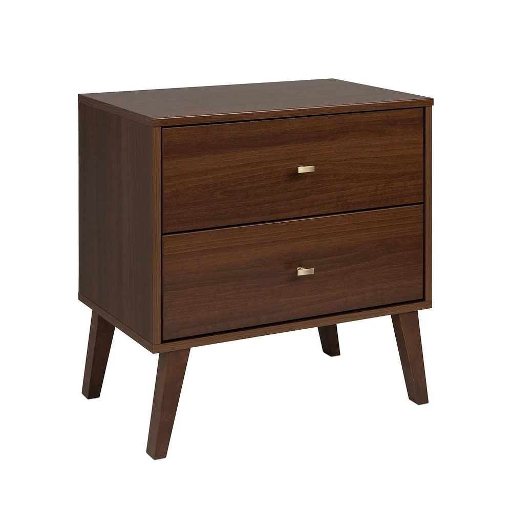 Prepac Milo Mid Century Modern 2-Drawer Nightstand, Cherry