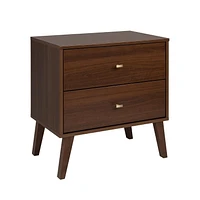 Prepac Milo Mid Century Modern 2-Drawer Nightstand, Cherry