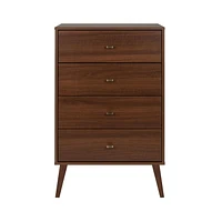 Prepac Milo Mid Century Modern 4-Drawer Chest, Cherry