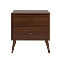 Prepac Milo Mid Century Modern 2-Drawer Nightstand, Cherry