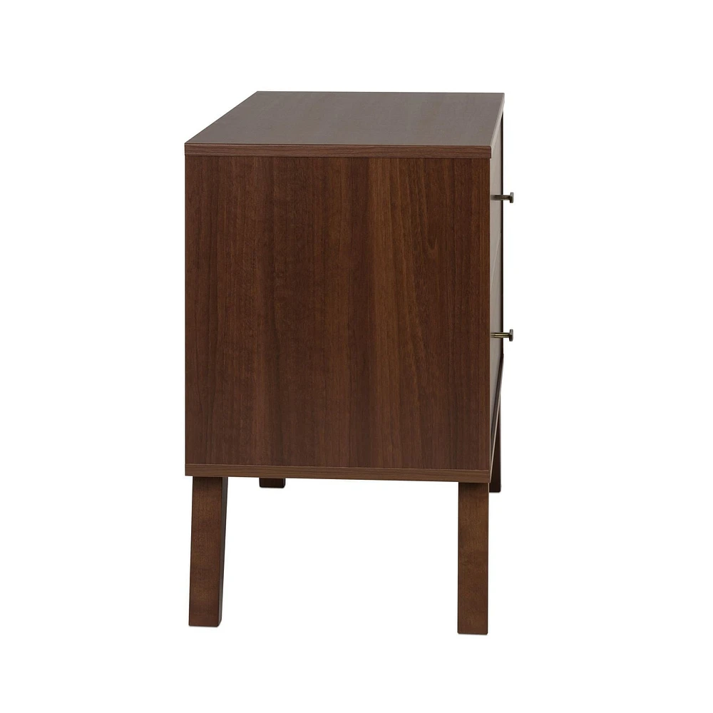 Prepac Milo Mid Century Modern 2-Drawer Nightstand, Cherry