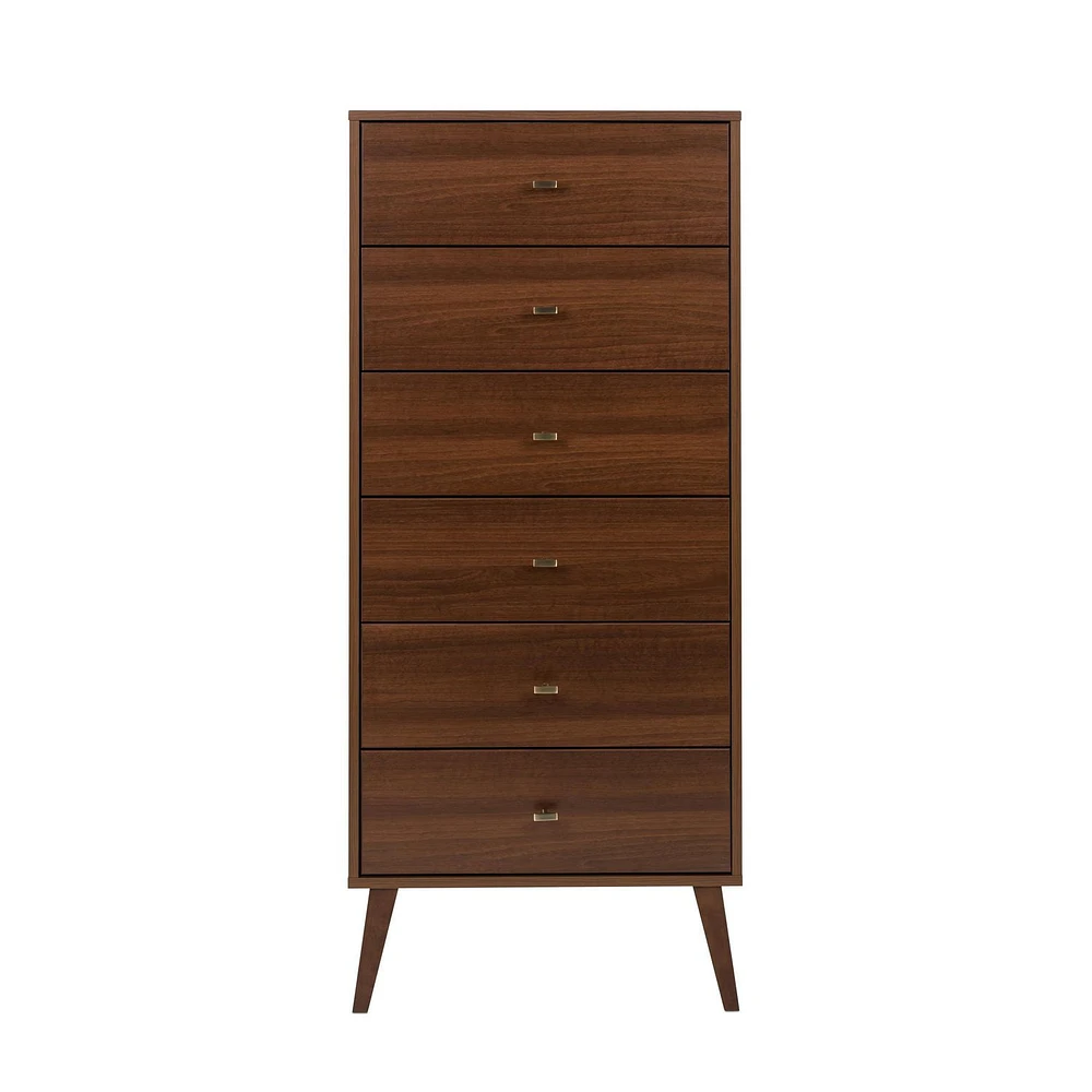 Prepac Milo Mid Century Modern Tall 6-Drawer Chest, Cherry