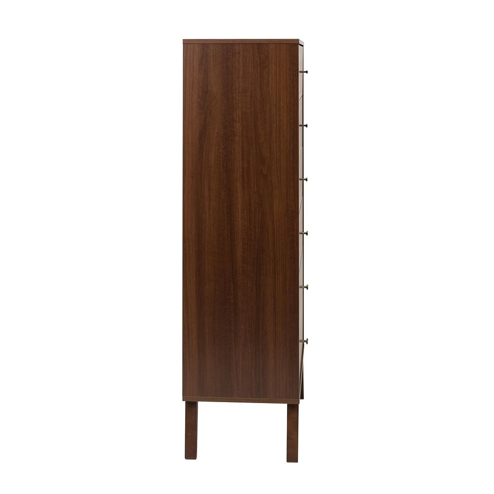 Prepac Milo Mid Century Modern Tall 6-Drawer Chest, Cherry