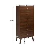 Prepac Milo Mid Century Modern Tall 6-Drawer Chest, Cherry