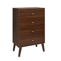 Prepac Milo Mid Century Modern 4-Drawer Chest, Cherry