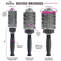 KareCo Large Round Thermal Ceramic Brush, Three Inch Round Brush