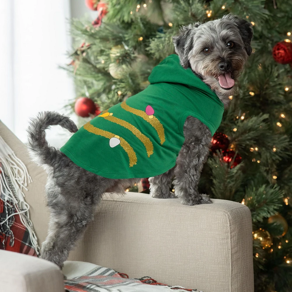 Vibrant Life Green Holiday Christmas Tree Pet Hoodie - Sweat à capuche pour chien et chat