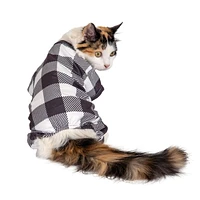 Vibrant Life Checkered Pet Holiday PJ for Pets -Dog and Cat Pajamas - Black & White