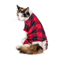 Vibrant Life Pyjama de vacances à carreaux pour animaux de compagnie – Pyjama pour chien et chat – Rouge