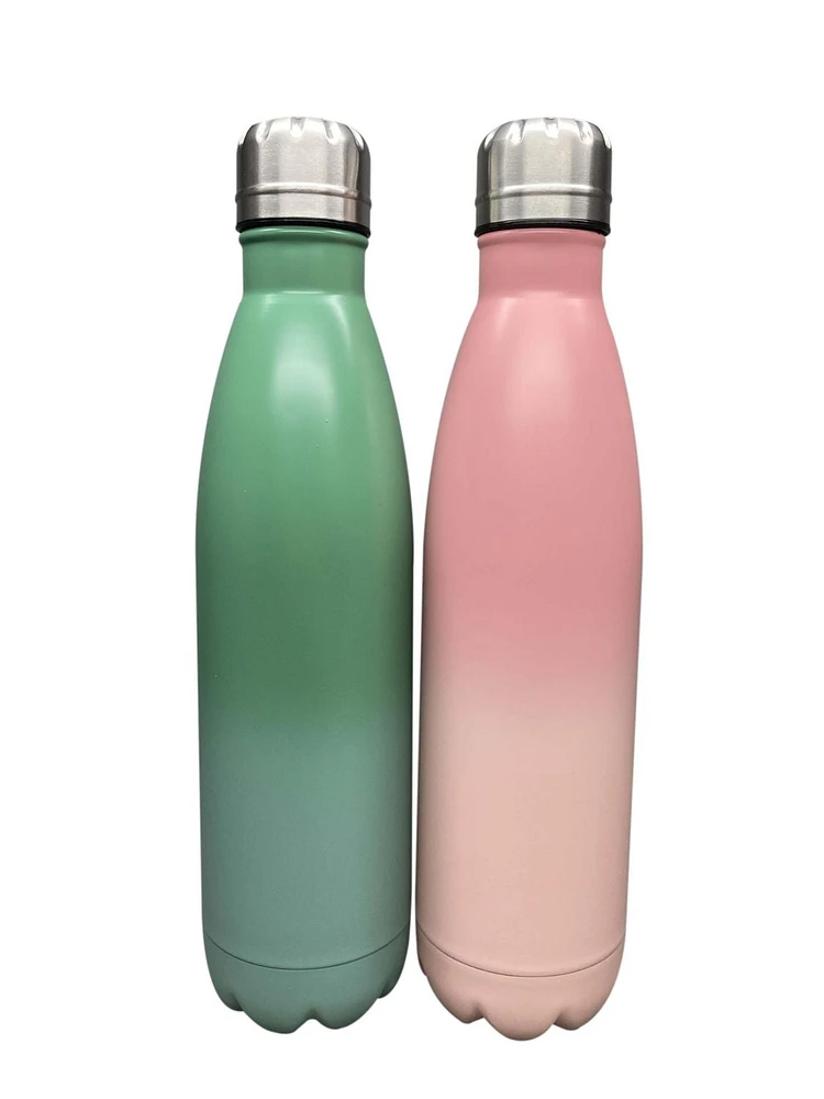 Pack of 2 double wall stainless steel vacuum water bottles