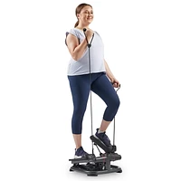 Sunny Health & Fitness 2-in-1 Premium Power Stepper with Resistance Bands, Low-Impact Cardio, Space-Saving, Height-Adjustable, 330 LB Max and SunnyFit® App Enhanced Bluetooth Connectivity