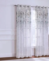 Flora Sheer Grommet Curtain Panel Pair 52" x 84" each in Olive Green